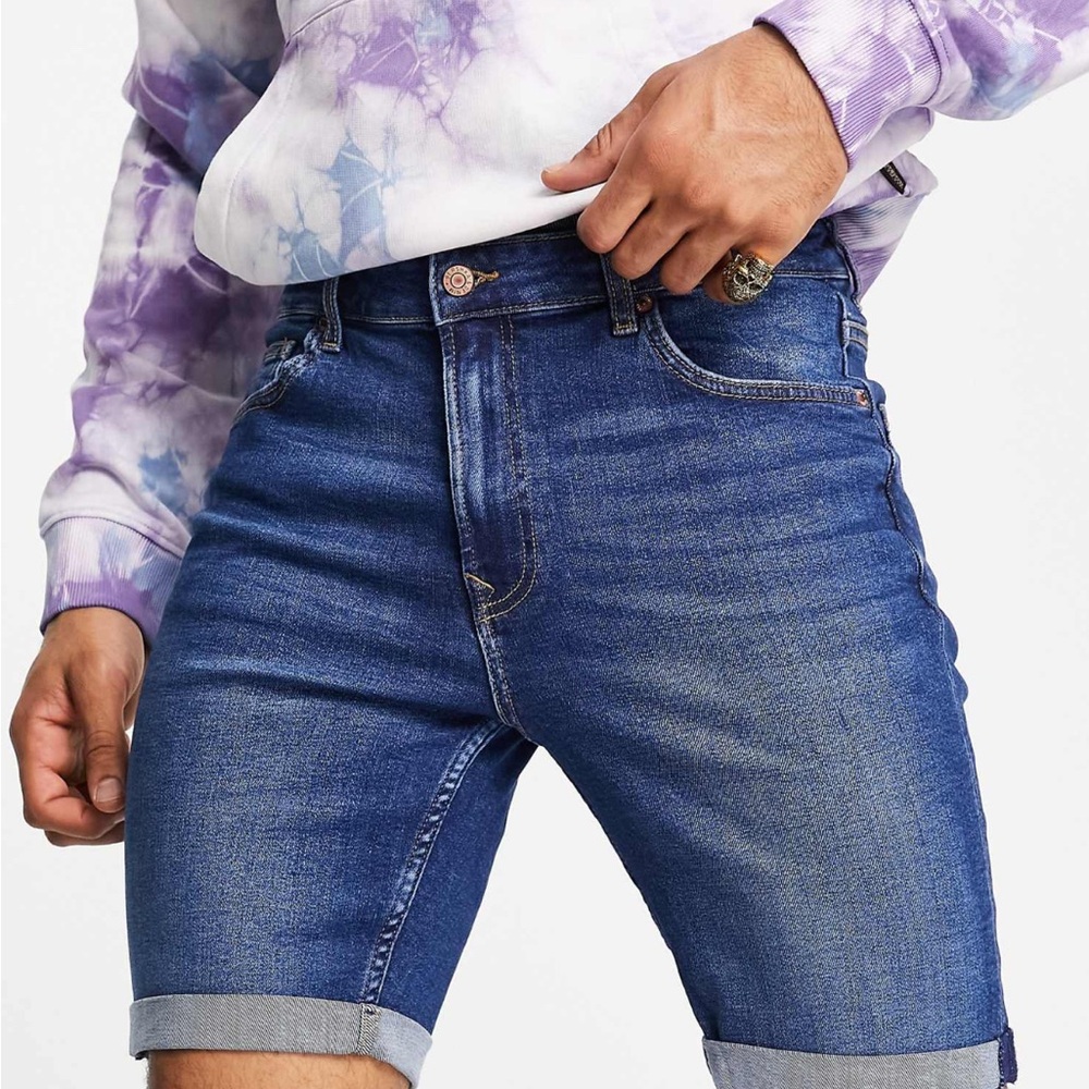 Bershka Blue Jean Shorts Slim Skinny fit